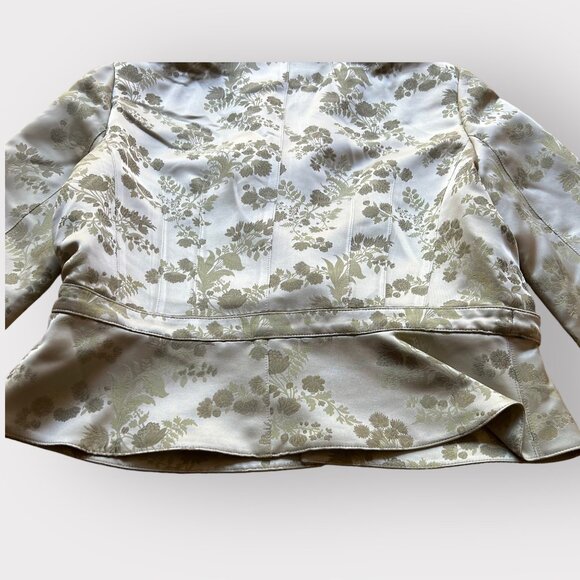 Rickie Freeman Teri Jon Nites Size 14 Light Green Brocade Vintage Blazer Jacket - Picture 3 of 16
